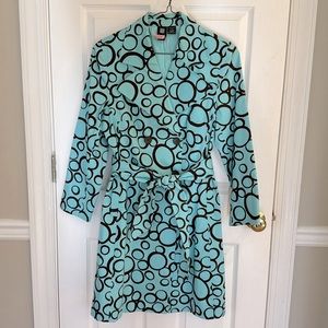 Turquoise and brown trench coat